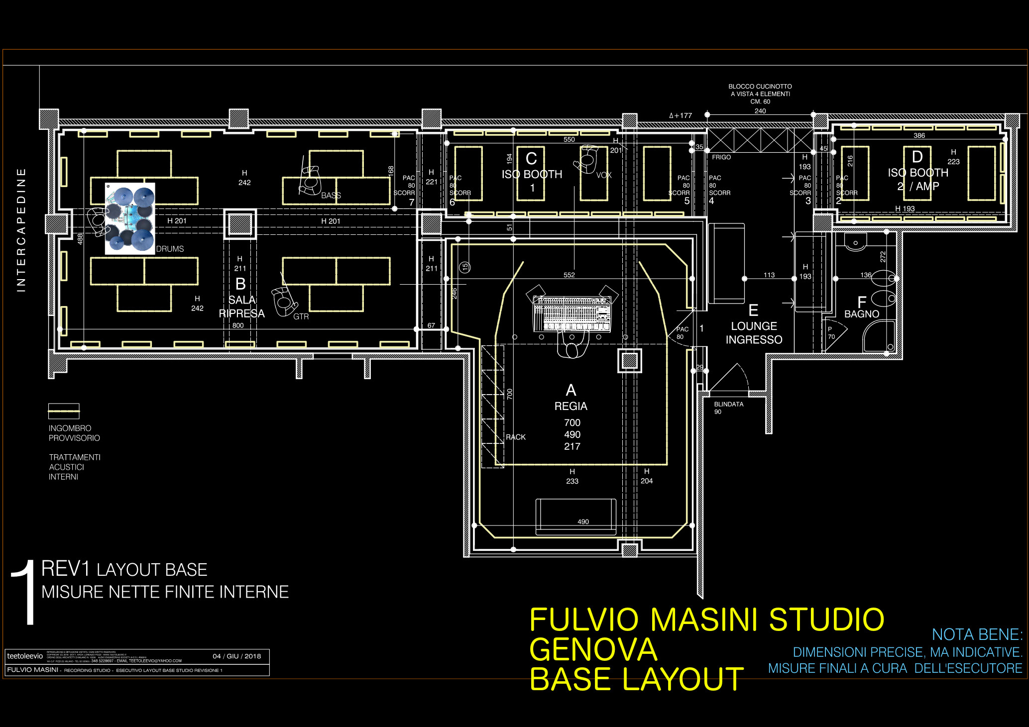 disegno pavimento flottante studio registrazione